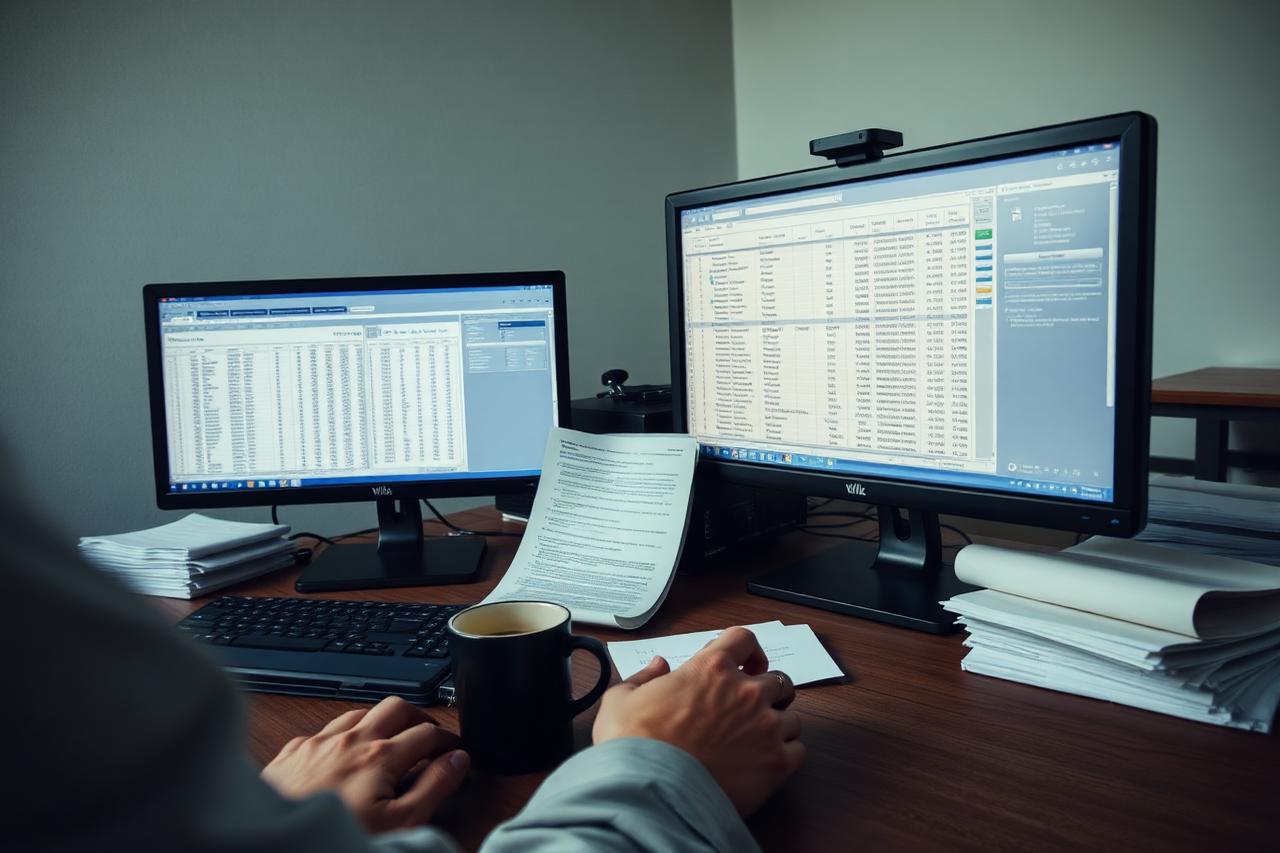 Underwriter reviewing loss runs and policy documents on screen